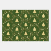 Kerstgouden sterren en bomen met Baubles, ZSSG Inpakpapier Vel (Voorkant 2)