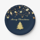 Kerstgouden sterren en bomen met Baubles, ZSSG Papieren Bordje (Voorkant)