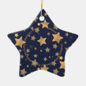 Kerstgouden sterren Navy Blue Classic Elegant Keramisch Ornament (Voorkant)