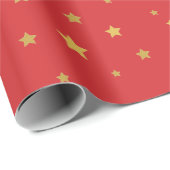 Kerstgouden sterren op rode achtergrond cadeaupapier (Rol Hoek)