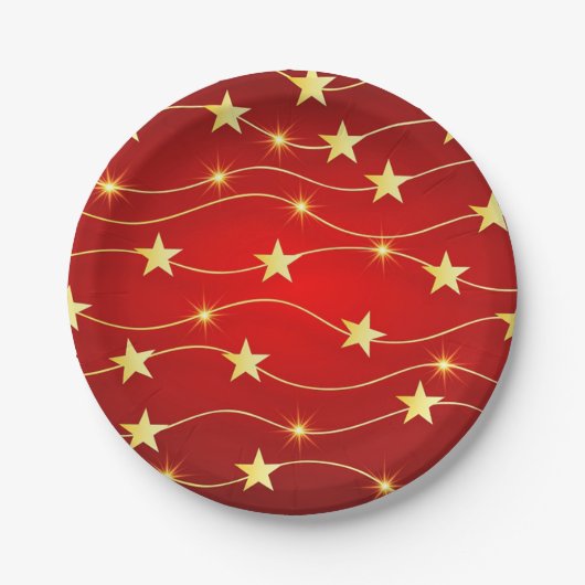 Kerstgouden sterren papieren bordje (Voorkant)