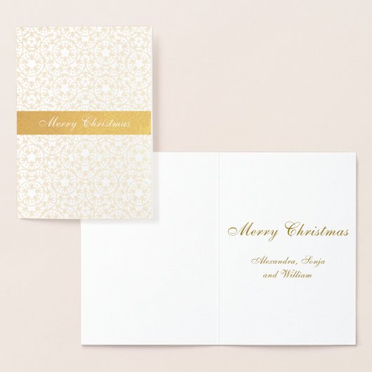 Kerstgouden sterren Patroon, gepersonaliseerd geel Folie Kaarten (Display)