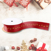 Kerstgouden sterren Pattern Red Satijnen Lint