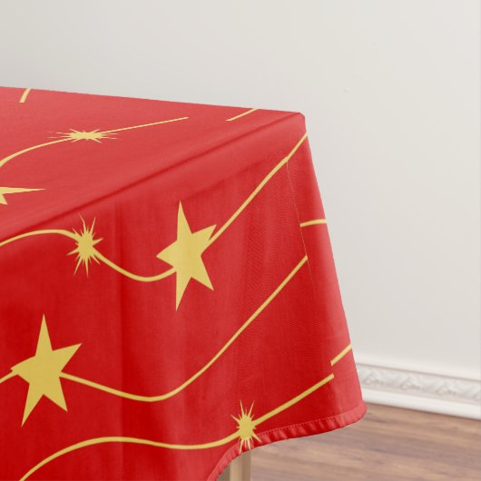 Kerstgouden sterren Rood Stijlvol Vakantie Tafelkleed (Voorbeeld)