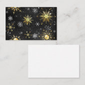 Kerstgouden vlokken op zwarte achtergrond aanbevelingskaartje (Voorkant / Achterkant)