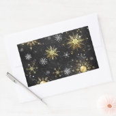 Kerstgouden vlokken op zwarte achtergrond rechthoekige sticker (Envelop)