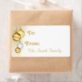 Kerstgouden witte balkversieringen etiket (Insitu)