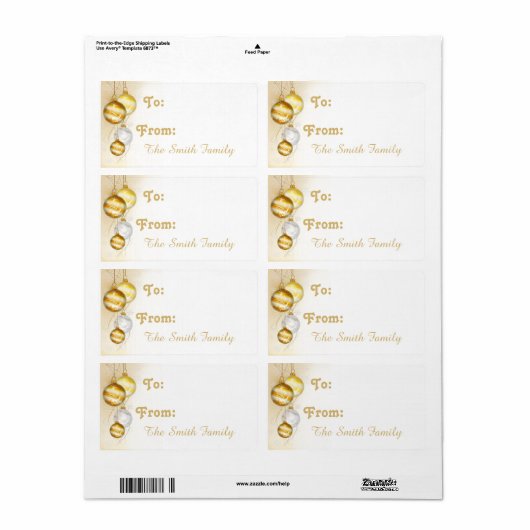 Kerstgouden witte balkversieringen etiket (Full Sheet)