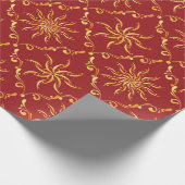Kerstgouden zonnepatroon cadeaupapier (Hoek)