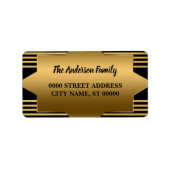 Kerstgouden zwarte Feestdagen Etiket (Voorkant)