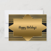 Kerstgouden zwarte geoometrische legant RSVP kaartje (Achterkant)