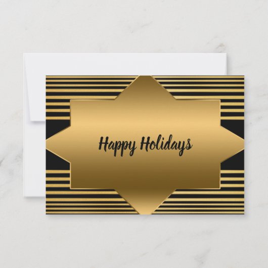 Kerstgouden zwarte geoometrische legant RSVP kaartje (Achterkant)