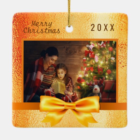 Kerstgoudfotoserie Keramisch Ornament (Achterkant)