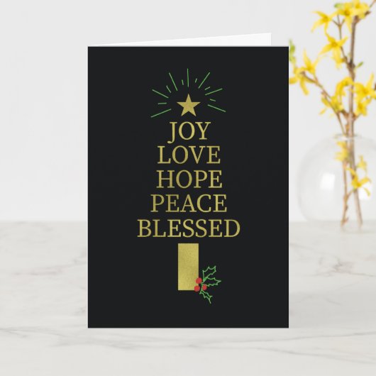 Kerstgoudkleurige Word Tree op zwart Kaart (Gele Bloem)