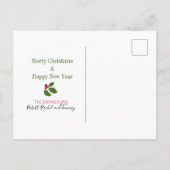 Kerstgoudkoorts Holly Border Single Photo Briefkaart (Achterkant)
