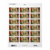 Kerstgoudolie Red Holly Pine Cone Greenery Etiket (Full Sheet)