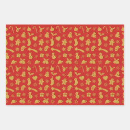 kerstgoudpatroon inpakpapier vel