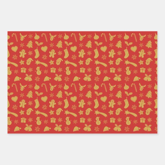 kerstgoudpatroon inpakpapier vel (Voorkant)