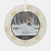 Kerstgoudsnowflake | Foto en jaartang Glas Ornament (Voorkant)