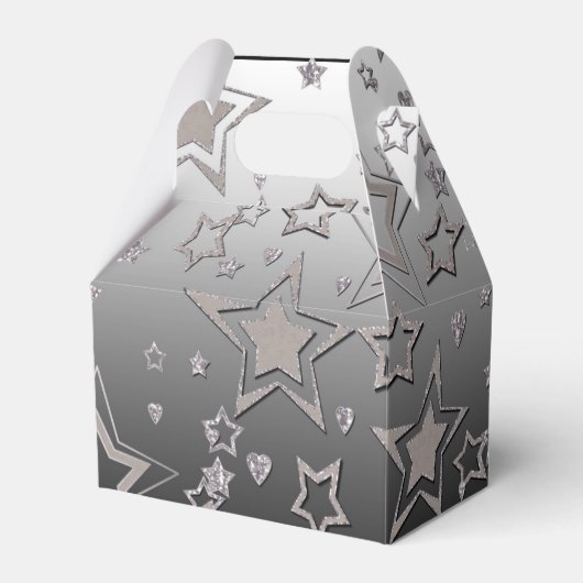 Kerstgradiënt glitter shine confetti sterren bedankdoosjes (Voorkant Zijde)