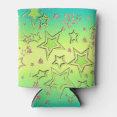 Kerstgradiënt glitter shine confetti sterren blikjeskoeler (Voorkant)