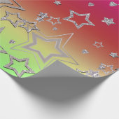 Kerstgradiënt glitter shine confetti sterren cadeaupapier (Hoek)