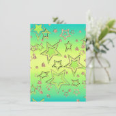 Kerstgradiënt glitter shine confetti sterren kaart (Staand voorkant)