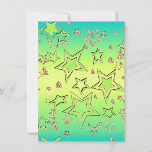 Kerstgradiënt glitter shine confetti sterren kaart (Voorkant)