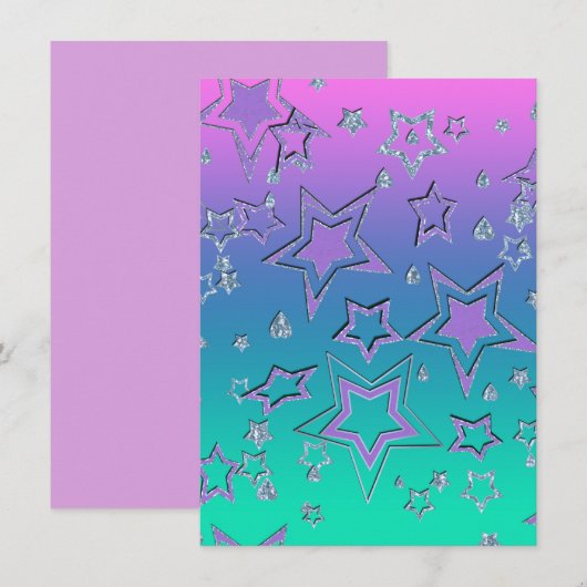 Kerstgradiënt glitter shine confetti sterren kaart (Voorkant / Achterkant)