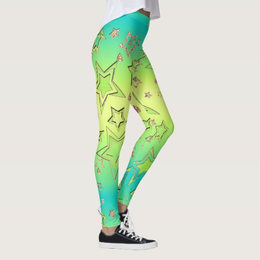 Kerstgradiënt glitter shine confetti sterren leggings (Rechts)