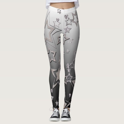 Kerstgradiënt glitter shine confetti sterren leggings (Voorkant)