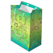 Kerstgradiënt glitter shine confetti sterren medium cadeauzakje (Voorkant Gekanteld)