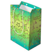 Kerstgradiënt glitter shine confetti sterren medium cadeauzakje (Achterkant Gekanteld)