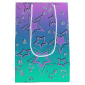 Kerstgradiënt glitter shine confetti sterren medium cadeauzakje (Achterkant)