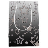 Kerstgradiënt glitter shine confetti sterren medium cadeauzakje (Voorkant)