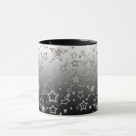 Kerstgradiënt glitter shine confetti sterren mok (Midden)