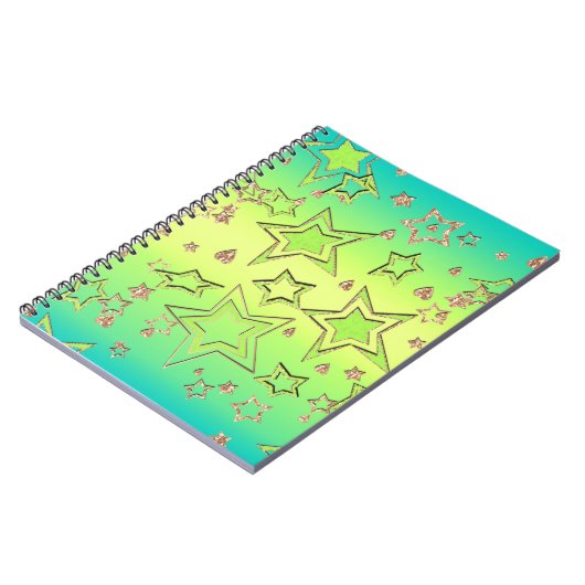 Kerstgradiënt glitter shine confetti sterren notitieboek (Linkerzijde)