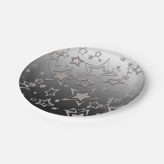 Kerstgradiënt glitter shine confetti sterren papieren bordje (Gekanteld)