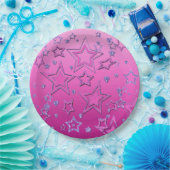 Kerstgradiënt glitter shine confetti sterren papieren bordje (Feest)