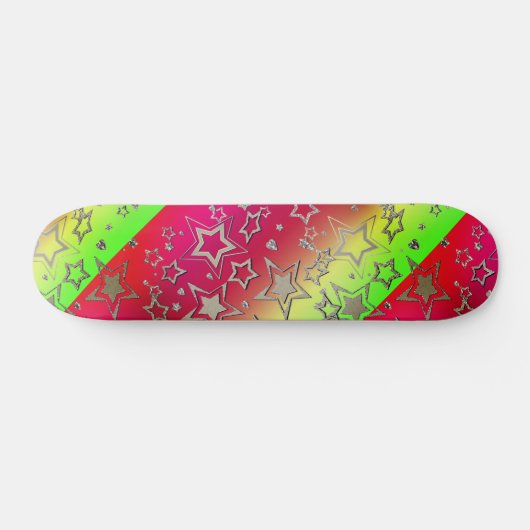 Kerstgradiënt glitter shine confetti sterren persoonlijk skateboard (Horizontaal)