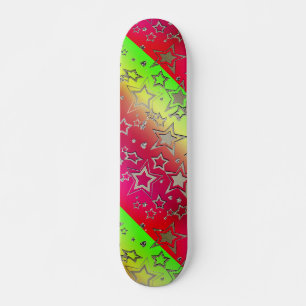 Kerstgradiënt glitter shine confetti sterren persoonlijk skateboard