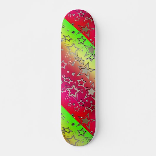 Kerstgradiënt glitter shine confetti sterren persoonlijk skateboard (Voorkant)