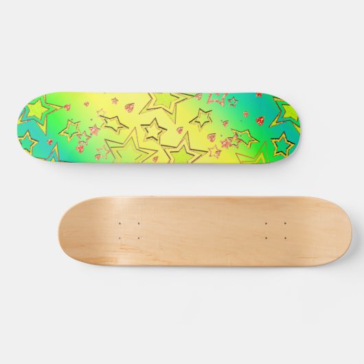 Kerstgradiënt glitter shine confetti sterren persoonlijk skateboard (Horizontaal)