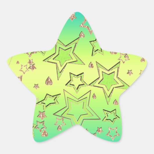 Kerstgradiënt glitter shine confetti sterren ster sticker (Voorkant)