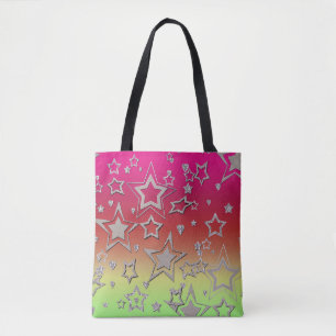 Kerstgradiënt glitter shine confetti sterren tote bag