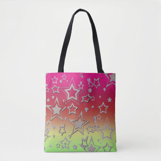 Kerstgradiënt glitter shine confetti sterren tote bag (Voorkant)