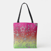 Kerstgradiënt glitter shine confetti sterren tote bag (Achterkant)