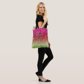 Kerstgradiënt glitter shine confetti sterren tote bag (Op model)