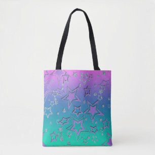 Kerstgradiënt glitter shine confetti sterren tote bag