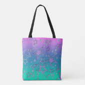 Kerstgradiënt glitter shine confetti sterren tote bag (Achterkant)